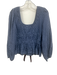 Damson Madder Size 10 Blue & Navy Cotton Long Sleeve Velvet Scoop Neck Top Blue & Navy / 10