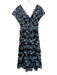 Lela Rose Size 4 Black & Blue Polyester Cap Sleeve Mesh Embroidered Midi Dress Black & Blue / 4