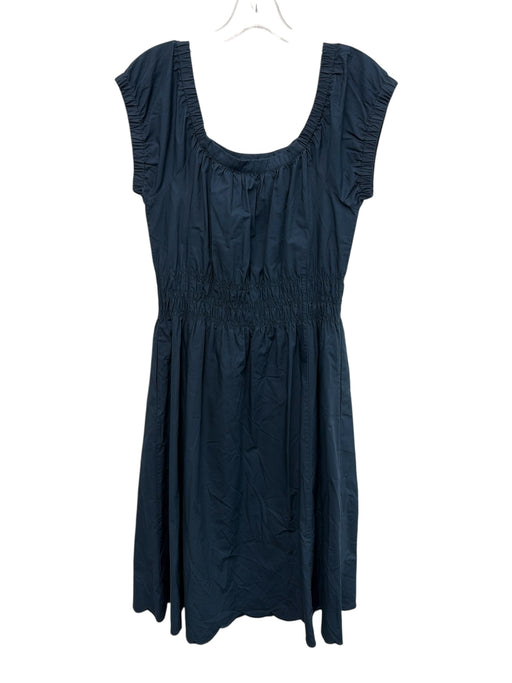 Ann Mashburn Size Est S Slate Blue Cotton Cap Sleeve Scoop Neck Midi Dress Slate Blue / Est S