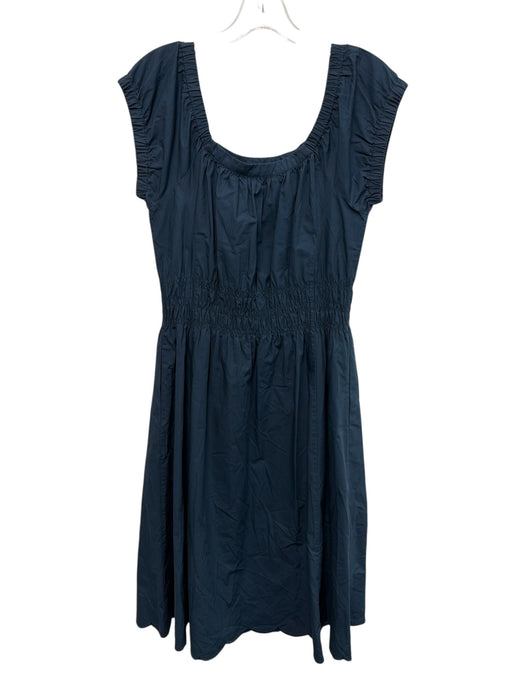 Ann Mashburn Size Est S Slate Blue Cotton Cap Sleeve Scoop Neck Midi Dress Slate Blue / Est S