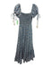 Perry Walker Size Est S Blue & White Cotton Cap Sleeve Square Neck Midi Dress Blue & White / Est S