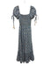Perry Walker Size Est S Blue & White Cotton Cap Sleeve Square Neck Midi Dress Blue & White / Est S