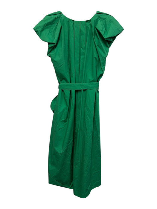 English Factory Size XS Green Polyester V Neck Puff Cap Sleeve Maxi Pleat Dress Green / XS