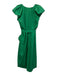 English Factory Size XS Green Polyester V Neck Puff Cap Sleeve Maxi Pleat Dress Green / XS
