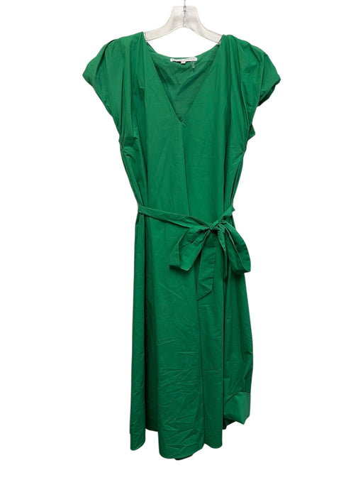 English Factory Size XS Green Polyester V Neck Puff Cap Sleeve Maxi Pleat Dress Green / XS