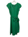 English Factory Size XS Green Polyester V Neck Puff Cap Sleeve Maxi Pleat Dress Green / XS