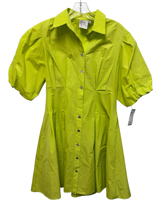 Finley Size XS Chartreuse Yellow Polyester & Cotton Short Puff Sleeve Dress Chartreuse Yellow / XS