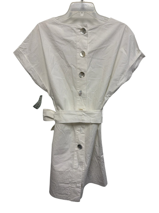 Finley Size S White Cotton Back Button Cap Sleeve Sash Inc Midi Dress White / S