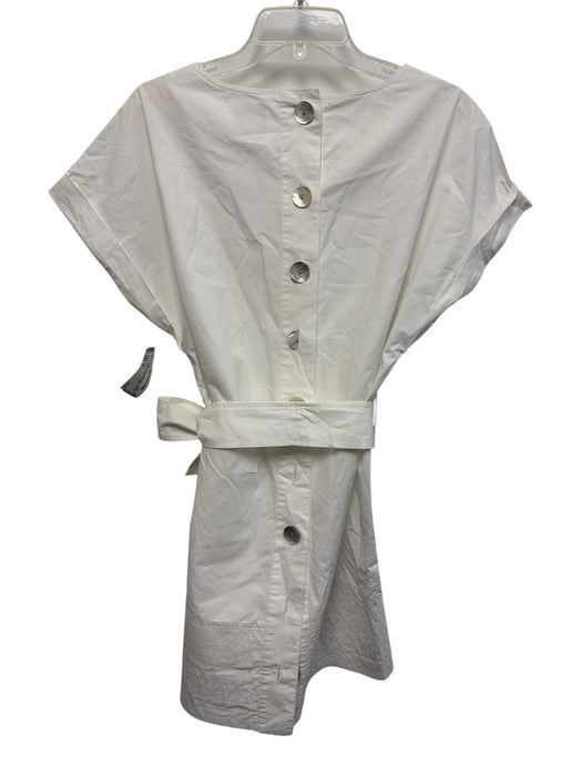 Finley Size S White Cotton Back Button Cap Sleeve Sash Inc Midi Dress White / S