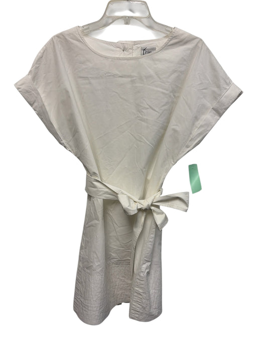 Finley Size S White Cotton Back Button Cap Sleeve Sash Inc Midi Dress White / S