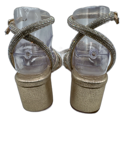Loeffler Randall Shoe Size 7 Gold Leather Rhinestone Strappy Open Toe Sandals Gold / 7