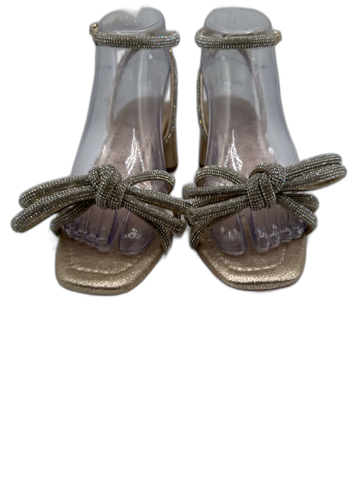 Loeffler Randall Shoe Size 7 Gold Leather Rhinestone Strappy Open Toe Sandals Gold / 7