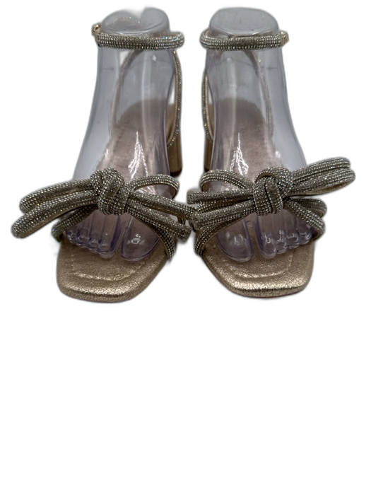Loeffler Randall Shoe Size 7 Gold Leather Rhinestone Strappy Open Toe Sandals Gold / 7