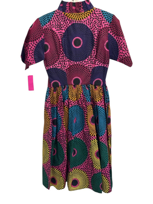 Elisamama Size S Pink, Black, Multi Cotton Short Sleeve Abstract Print Dress Pink, Black, Multi / S
