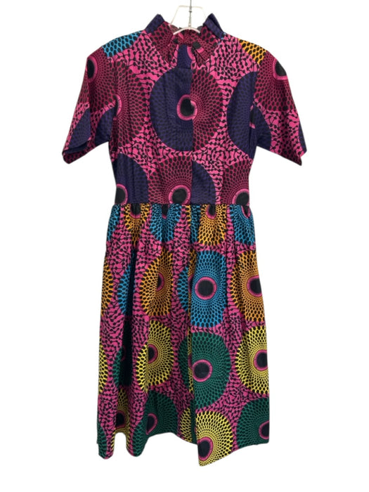 Elisamama Size S Pink, Black, Multi Cotton Short Sleeve Abstract Print Dress Pink, Black, Multi / S