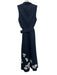 Lela Rose Size 2 Navy Blue & White Cotton Sleeveless Floral Applique Midi Dress Navy Blue & White / 2