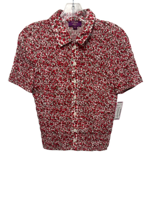 J Crew Liberty Size S Red, Pink, Green Cotton Short Sleeve Floral Print Top Red, Pink, Green / S