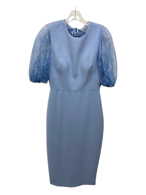 Lela Rose Size 2 Baby Blue Nylon Blend Lace Short Puff Sleeve A Line Dress Baby Blue / 2