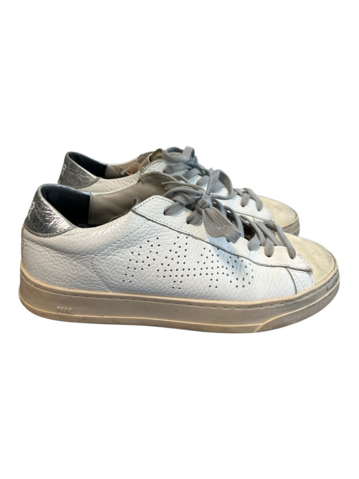 P448 Shoe Size 38 White Leather & Suede round toe lace up Sneaker Shoes White / 38