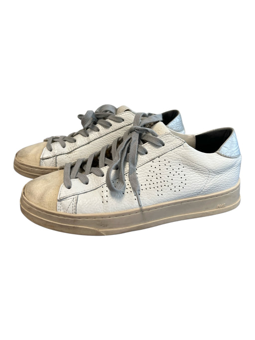 P448 Shoe Size 38 White Leather & Suede round toe lace up Sneaker Shoes White / 38