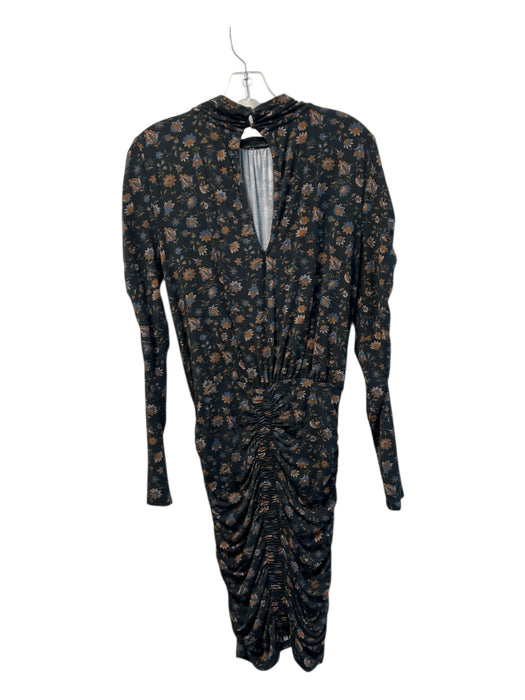 Evereve Size XS Black & Multi Modal Blend Floral Keyhole Back Ruched Front Dress Black & Multi / XS