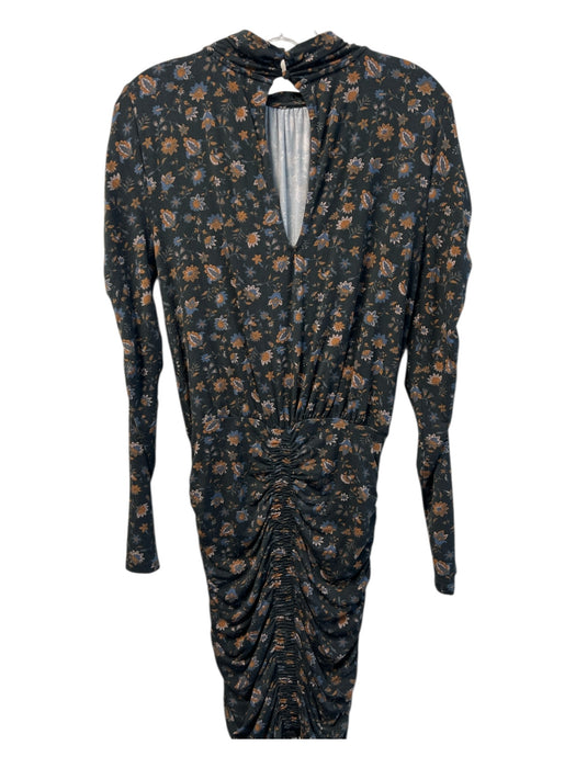 Evereve Size XS Black & Multi Modal Blend Floral Keyhole Back Ruched Front Dress Black & Multi / XS