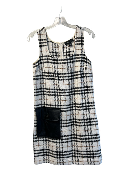 Karen Kane Size XS White, Black & Tan Polyester & Cotton Sleeveless Plaid Dress White, Black & Tan / XS