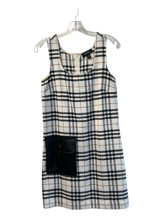 Karen Kane Size XS White, Black & Tan Polyester & Cotton Sleeveless Plaid Dress White, Black & Tan / XS
