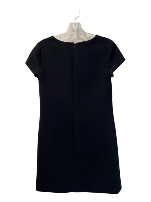 J Crew Size 00 Black Polyester Cap Sleeve Back Zip Round split neck Dress Black / 00