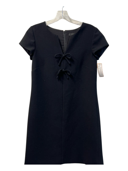 J Crew Size 00 Black Polyester Cap Sleeve Back Zip Round split neck Dress Black / 00