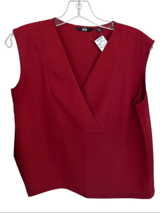 Uniqlo Size M Red Nylon Blend Cross Neck Sleeveless Top Red / M