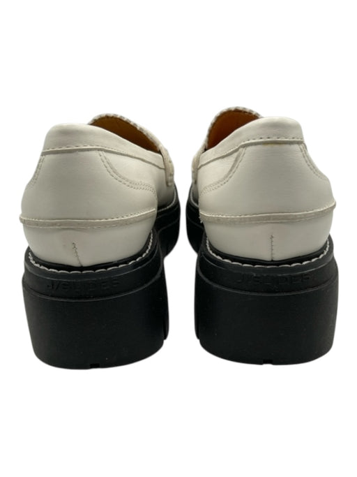 J/Slides Shoe Size 6.5 White & Black Leather Platform Lug sole Slip On Loafers White & Black / 6.5