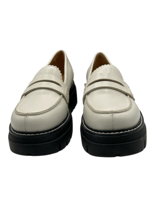 J/Slides Shoe Size 6.5 White & Black Leather Platform Lug sole Slip On Loafers White & Black / 6.5