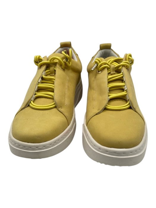 J/Slides Shoe Size 6 Yellow & White Suede Low Top Laces Drawstring Sneakers Yellow & White / 6