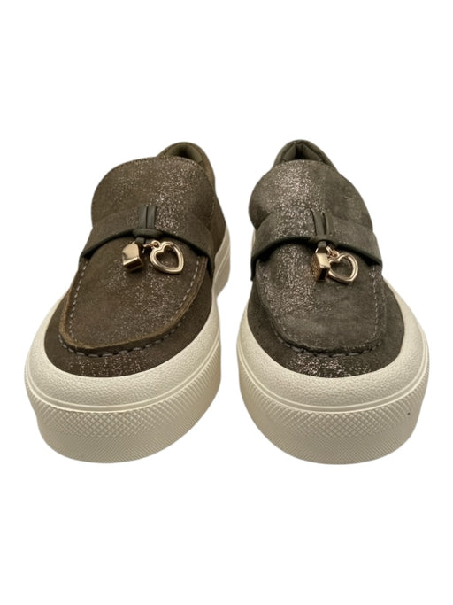 J/Slides Shoe Size 6 Pewter Gray Suede Metallic Slip On Almond Toe Sneakers Pewter Gray / 6