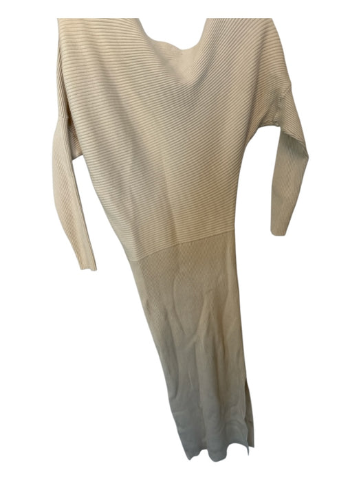 ASTR Size S Tan Viscose Blend Long Sleeve Ribbed Stretch Maxi Dress Tan / S
