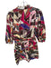 Never a Wallflower Size S Brown & Purple Cotton Long Balloon Sleeve Dress Brown & Purple / S
