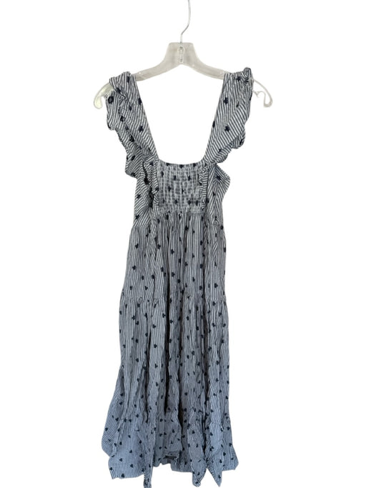 Pilcro Size Est S Blue & White Cotton Flutter Sleeves Striped Maxi Dress Blue & White / Est S