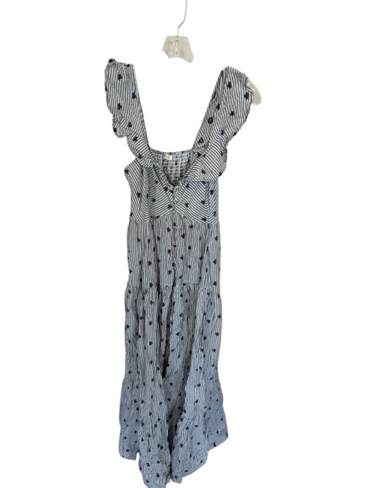 Pilcro Size Est S Blue & White Cotton Flutter Sleeves Striped Maxi Dress Blue & White / Est S