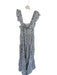 Pilcro Size Est S Blue & White Cotton Flutter Sleeves Striped Maxi Dress Blue & White / Est S