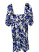 Crosby Size Est S Purple & White Cotton 3/4 Balloon Sleeve Botanical Dress Purple & White / Est S
