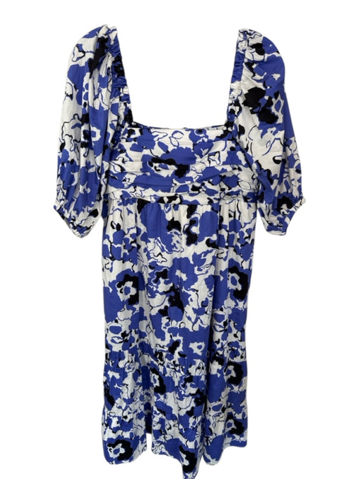 Crosby Size Est S Purple & White Cotton 3/4 Balloon Sleeve Botanical Dress Purple & White / Est S