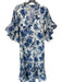 Fitzroy & Willa Size M White & Blue Cotton 3/4 Bell Sleeve Botanical Maxi Dress White & Blue / M