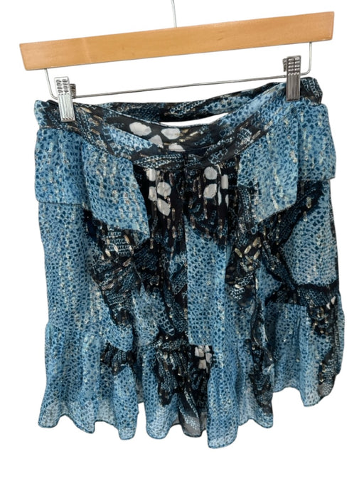 Ulla Johnson Size 8 Blue & Black Silk Back Zip Metallic Thread Skirt Blue & Black / 8