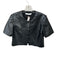 Amanda Uprichard Size S Black Vegan Leather Short Sleeve Button Down Cropped Top Black / S