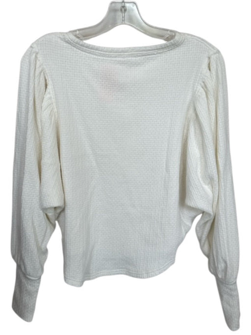 Free People Size XS Ivory Cotton Blend Long Balloon Sleeve Perforated Top Ivory / XS
