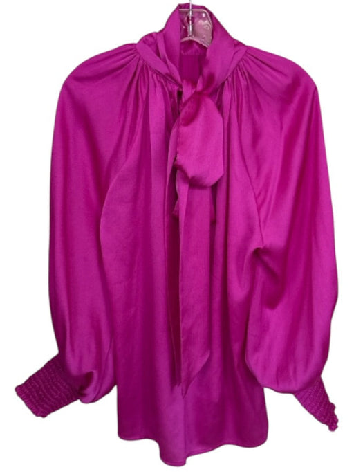 KLEID Size M Magenta Polyester Long Balloon Sleeve neck tie Top Magenta / M