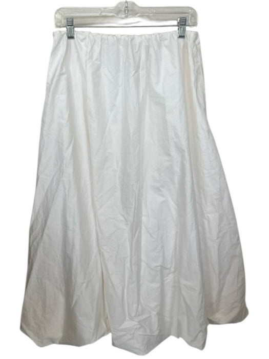 Zara Size M White Cotton Blend Elastic Waist Bubble Hem Maxi Skirt White / M
