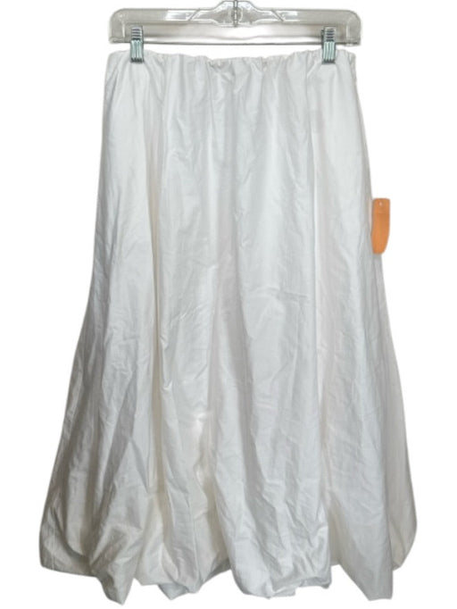 Zara Size M White Cotton Blend Elastic Waist Bubble Hem Maxi Skirt White / M