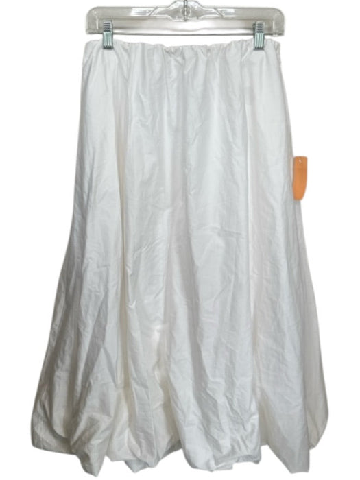 Zara Size M White Cotton Blend Elastic Waist Bubble Hem Maxi Skirt White / M